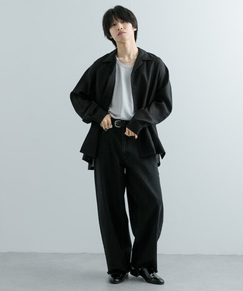 SENSE OF PLACE by URBAN RESEARCH(センスオブプレイスバイアーバンリサーチ)の「シアーストライプオープンカラーシャツ(シャツ/ブラウス・メンズ・BLACK/GREIGE/KHAKI・M/L)」の14枚目の写真