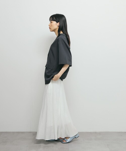 KBF（ケイビーエフ）の「ハーフスリーブルーズジャケット（テーラードジャケット・レディース・CHARCOAL/MOCHA・one）」の9枚目の写真