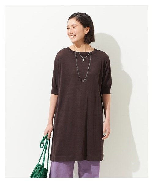 nissen（ニッセン）の「大きいサイズ洗濯機で洗えるさらっと軽いひんやりニットチュニック（ＵＶカット・接触冷感・遮熱・毛玉防止）（チュニック・レディース・黒/チャコールブラウン/シルバーグレー/コバルトブルー/レモンイエロー・L~LL相当/3L~4L相当/5L~6L相当/8L相当/10L相当）」の22枚目の写真