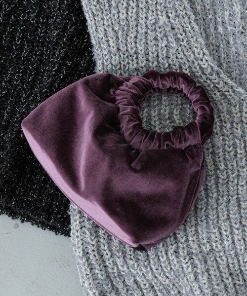 SENSE OF PLACE by URBAN RESEARCH（センスオブプレイスバイアーバンリサーチ）の「ベロアバッグ（ハンドバッグ・レディース・MUSTARD/BROWN/PURPLE・one）」の2枚目の写真