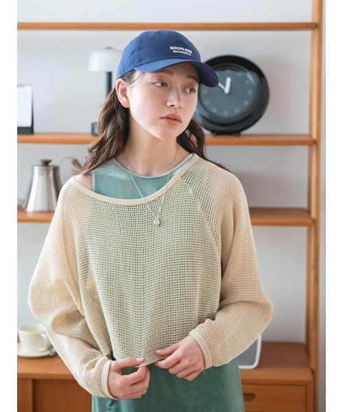 Ungrid（アングリッド）の「ショートメッシュロングスリーブTee（Tシャツ/カットソー・レディース・アイボリー/チャコールグレー/ブラック/レッド・F）」の3枚目の写真