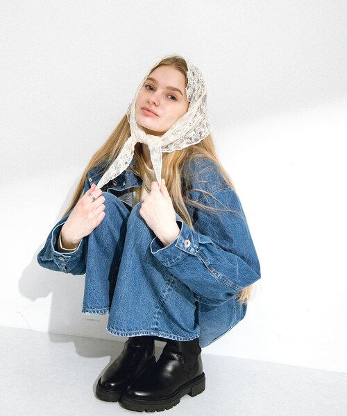 URBAN RESEARCH Sonny Label（アーバンリサーチサニーレーベル）の「チュールエンブロイダリーストール（ストール/ショール・レディース・オフ/ブラック・one）」の7枚目の写真