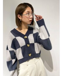 EMODA | ワイドチェッカーニットカーディガン(カーディガン/ボレロ)