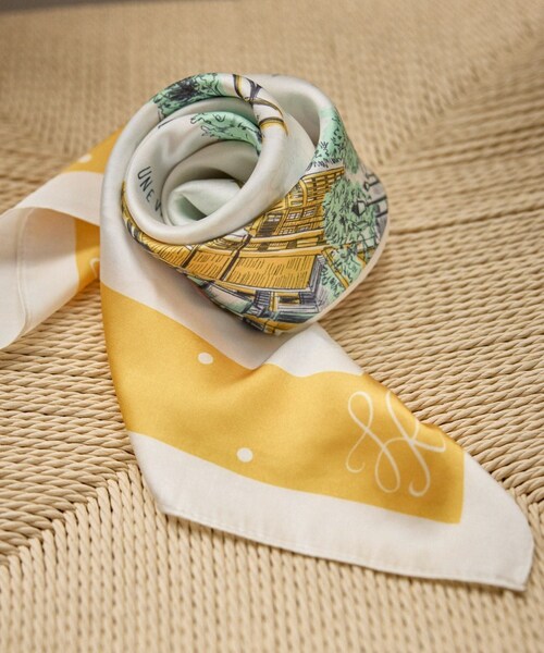 ROPE' PICNIC（ロペピクニック）の「シティーパターンスカーフ 90cm（バンダナ/スカーフ・レディース・ベージュ/サックス/オレンジ系・F）」の4枚目の写真