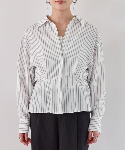 VIS（ビス）の「レイヤードストライプシャツ（シャツ/ブラウス・レディース・ホワイト/オフホワイト・F）」の19枚目の写真