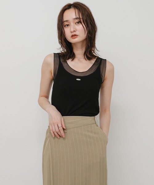 SENSE OF PLACE by URBAN RESEARCH(センスオブプレイスバイアーバンリサーチ)の「シアーレイヤードカップツキタンクトップ(タンクトップ・レディース・IVORY/BLACK/GRAY・One)」の14枚目の写真