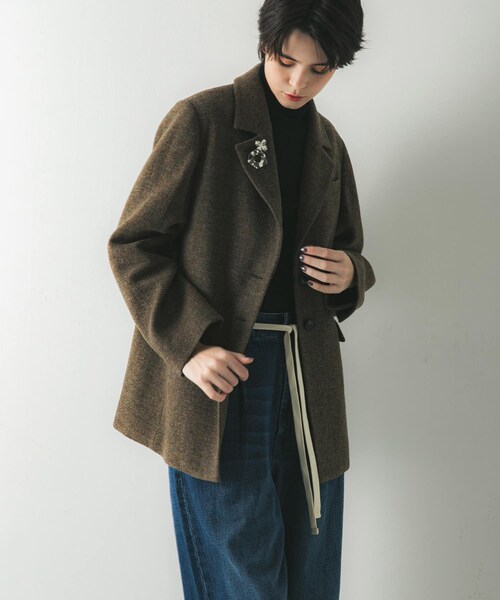 URBAN RESEARCH(アーバンリサーチ)の「ブリティッシュウールツイードジャケット(テーラードジャケット・レディース・L.GRAY/KHAKI・36/38)」の19枚目の写真