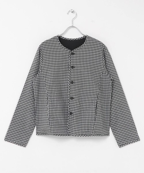 かぐれ(カグレ)の「Yoli GINGHAM REVERSIBLE JACKET(ノーカラージャケット・レディース・BLACKBLACK・1)」の16枚目の写真