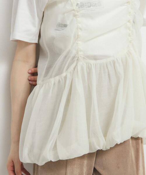 KBF（ケイビーエフ）の「ドロストバルーンスリーブレストップス（チュニック・レディース・IVORY/MAUVE GRAY/BLACK・one）」の8枚目の写真