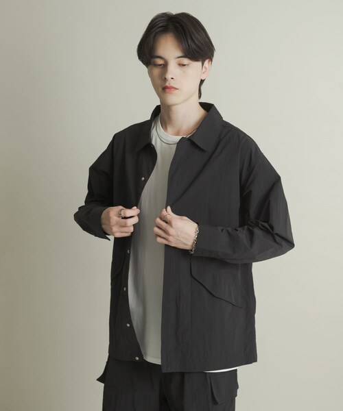 SENSE OF PLACE by URBAN RESEARCH(センスオブプレイスバイアーバンリサーチ)の「ユーティリティーロングスリーブシャツジャケット(テーラードジャケット・メンズ・BLACK/GREIGE/PURPLE・M/L)」の8枚目の写真