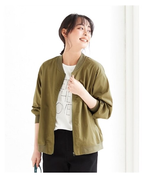 nissen（ニッセン）の「大きいサイズ　綿１００％うすカル涼やかミリタリーブルゾン（薄手素材）（ジャケット/アウター・レディース・シェルピンク/カーキ/ブラウン・L/LL/3L/4L/5L/6L/8L/10L）」の9枚目の写真