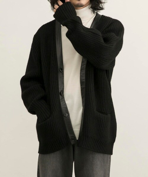 URBAN RESEARCH(アーバンリサーチ)の「COSEI 5G両畦 CARDIGAN(カーディガン/ボレロ・メンズ・BLACK/BROWN・2/3)」の4枚目の写真