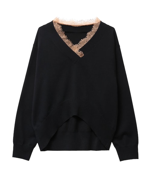 ELENDEEK(エレンディーク)の「LACE TRIMMING KT TOP(ニット/セーター・レディース・グレー/ブラック/ブラウン・F)」の7枚目の写真