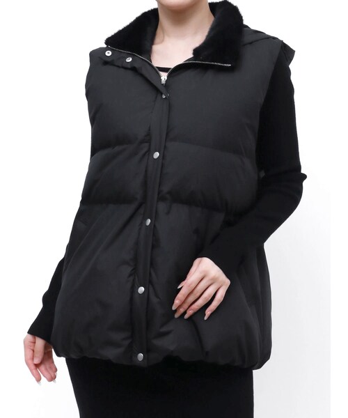 RESEXXY（リゼクシー）の「ネックファーダウンベスト（ベスト・レディース・ホワイト/ブラック・F）」の7枚目の写真