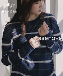 slattgir | 高身長　透かし編みボーダーニット（トールサイズ）Essenave(ニット/セーター)