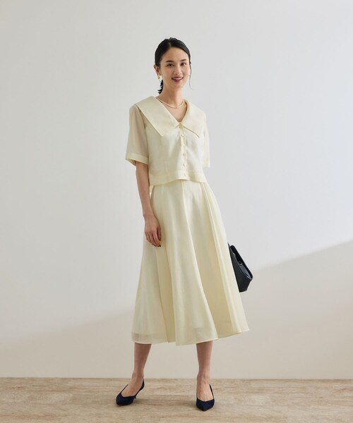 ROPE'（ロペ）の「【洗える】シャイニーシアースカート/セットアップ対応（スカート・レディース・ブラック/オフホワイト・36/38）」の17枚目の写真