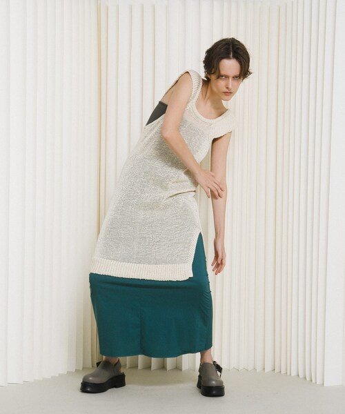 LAATO（ラート）の「knit frill tunic（チュニック・レディース・サンゴ/クリーム・Free）」の8枚目の写真