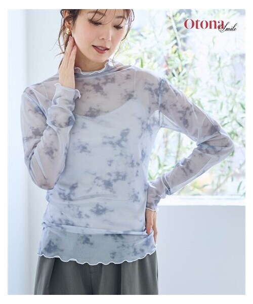 nissen（ニッセン）の「シアープリントカットソーインナー【OtonaSMILE】（Tシャツ/カットソー・レディース・ベージュ系/グレー系・M/L/LL/3L/4L）」の2枚目の写真