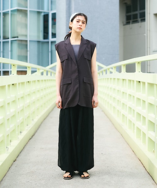 KBF（ケイビーエフ）の「ミリタリーシアーベスト（テーラードジャケット・レディース・D.BROWN/L.BEIGE/BISCUIT・one）」の9枚目の写真