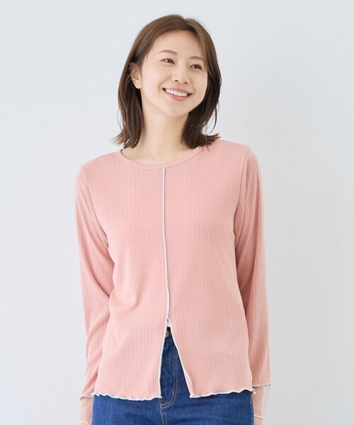 Jayro（ジャイロ）の「袖シアーメローカットソー（Tシャツ/カットソー・レディース・ブラック系/ホワイト系/ライトグリーン/ピンク・F）」の7枚目の写真