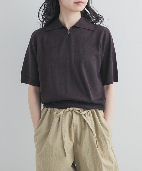 URBAN RESEARCH DOORS(アーバンリサーチドアーズ)の「FUJI SILKCASHMERE SKIPPERPOLO(ニット/セーター・レディース・BROWN/BEIGE/OFF WHITE・2)」の8枚目の写真