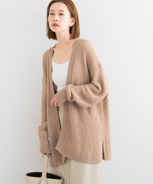 URBAN RESEARCH ROSSO（アーバンリサーチロッソ）の「透かし編みミドルカーディガン（カーディガン/ボレロ・レディース・gray/camel・FREE）」の4枚目の写真