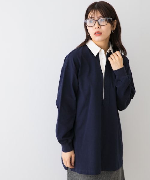 URBAN RESEARCH ROSSO（アーバンリサーチロッソ）の「F by ROSSO　ラガーチュニックプルオーバー（Tシャツ/カットソー・レディース・BEIGE/NAVY・FREE）」の2枚目の写真