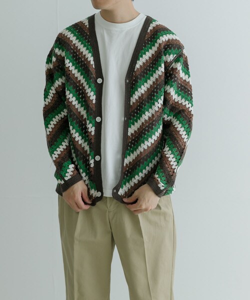 URBAN RESEARCH（アーバンリサーチ）の「URBAN RESEARCH iD　クロシェカーディガン（カーディガン/ボレロ・メンズ・BLACK/BROWN・M/L）」の14枚目の写真