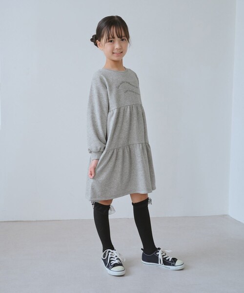 ROPE' PICNIC（ロペピクニック）の「【KIDS/キッズ】裏毛ティアードロゴワンピース（ワンピース・キッズ・ライトグレー/キナリ・L/M/S）」の9枚目の写真