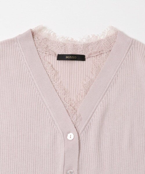 URBAN RESEARCH ROSSO（アーバンリサーチロッソ）の「レーストリミングVネックリブニット（ニット/セーター・レディース・IVORY/BLACK/GRAY/LIGHTPINK・Free）」の14枚目の写真