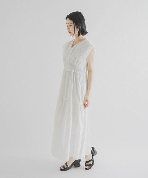 THE GOODLAND MARKET（ザグッドランドマーケット）の「FANAKA　ギャザードレス（ワンピース・レディース・NAVY/WHITE・Free）」の5枚目の写真