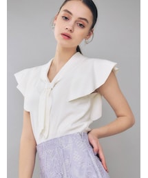 MERCURYDUO | ボウタイ付ラッフルコンパクトニット(ニット/セーター)