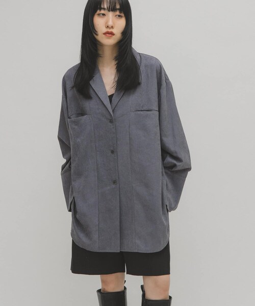 KBF（ケイビーエフ）の「ピーチスキンBIGシャツ（シャツ/ブラウス・レディース・IVORY/BLUE GRAY/CHARCOAL・One）」の17枚目の写真