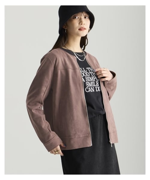 nissen（ニッセン）の「フェイクスエードノーカラーライダースジャケット＜大きいサイズ有＞（ライダースジャケット・レディース・ライトグレージュ/モカブラウン/くすみピンク/アイスブルー・L/LL/3L/4L/5L/6L/8L/10L/S/M）」の19枚目の写真