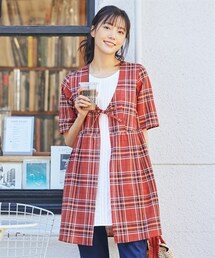 nissen | 大きいサイズ　綿１００％５分袖涼やか重ね着風チュニックブラウス(チュニック)