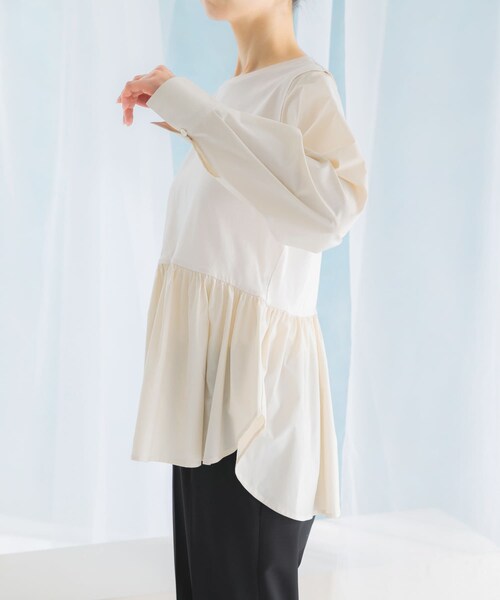 URBAN RESEARCH ROSSO（アーバンリサーチロッソ）の「ペプラムドッキングプルオーバー（Tシャツ/カットソー・レディース・IVORY/BLACK・FREE）」の14枚目の写真