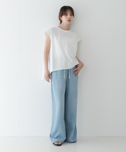 URBAN RESEARCH Sonny Label（アーバンリサーチサニーレーベル）の「接触冷感バックフレアフレンチTシャツ（Tシャツ/カットソー・レディース・オフ/チャコール/コーラルレッド・Free）」の8枚目の写真