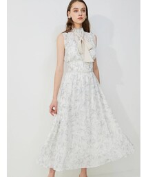MERCURYDUO | ボウタイ付フラワーフレアワンピース(ワンピース)