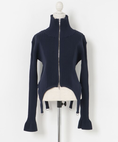 THE GOODLAND MARKET（ザグッドランドマーケット）の「cwtch　COTTON KNIT ZIPTOPS（カーディガン/ボレロ・レディース・IVORY/NAVY/ORANGE・FREE）」の2枚目の写真