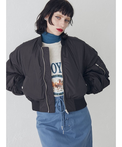 jouetie（ジュエティ）の「ショートMA-1（MA-1・レディース・アイボリー/ブラック/カーキ・M）」の2枚目の写真