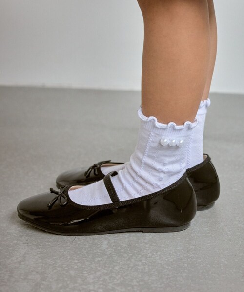 ROPE' PICNIC（ロペピクニック）の「【KIDS/キッズ】リボンケーブルショートソックス（ソックス/靴下・キッズ・ホワイト・M/S）」の8枚目の写真