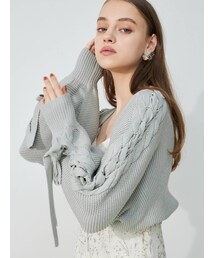 MERCURYDUO | レースアップスリーブニットカーディガン(カーディガン/ボレロ)