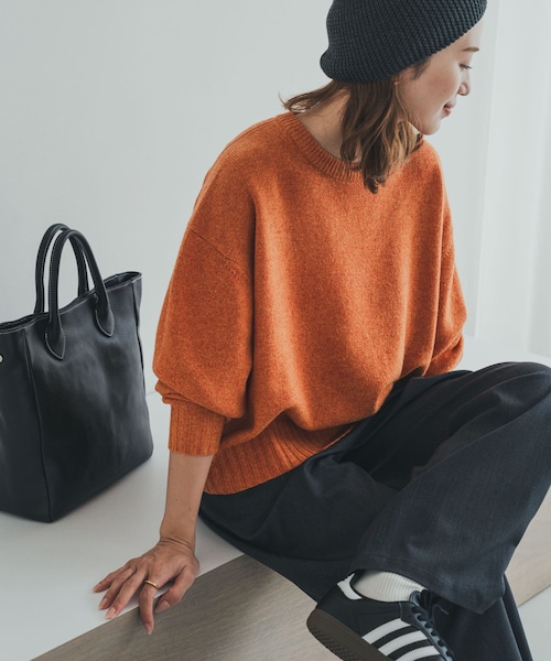 URBAN RESEARCH DOORS(アーバンリサーチドアーズ)の「ハミルトンウールクルーワイドプルオーバー(ニット/セーター・レディース・MINT/ORANGE/杢CCL・M)」の3枚目の写真