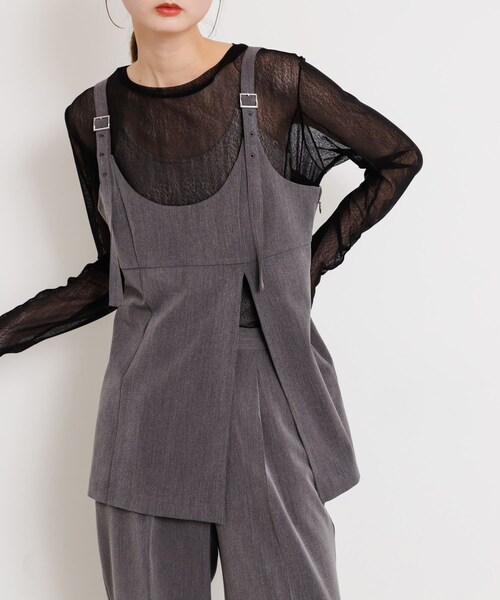SENSE OF PLACE by URBAN RESEARCH（センスオブプレイスバイアーバンリサーチ）の「スリットキャミソールトップ（その他トップス・レディース・GRAY/BLACK/BEIGE・one）」の20枚目の写真