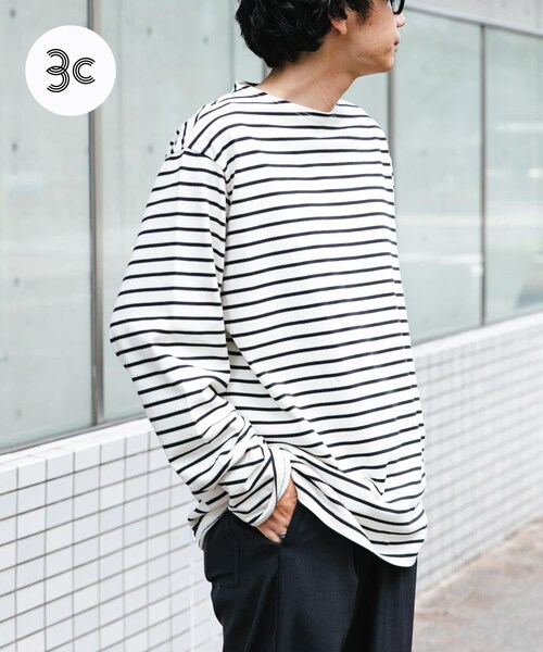 URBAN RESEARCH DOORS（アーバンリサーチドアーズ）の「FORK&SPOON　ボートネックボーダー（Tシャツ/カットソー・メンズ・ECR×BLK/ECR×RED/OFF×GRN・4/5）」の6枚目の写真