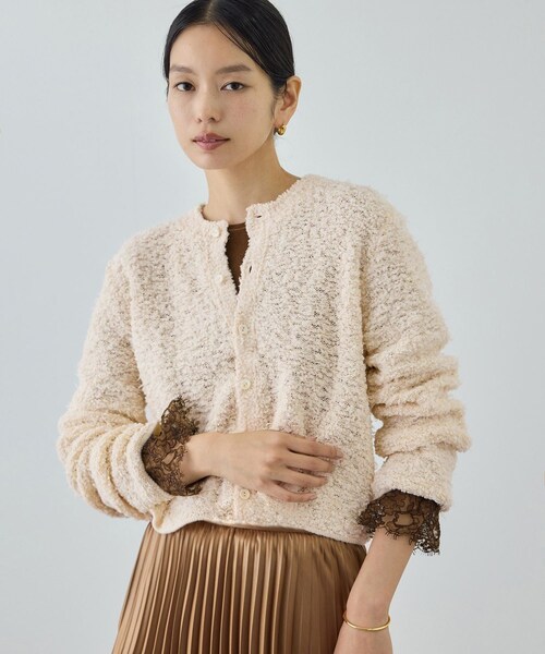 ROPE'（ロペ）の「【COOHEM(コーヘン)】 COTTON FANCY YARN KNIT CARDIGAN（カーディガン/ボレロ・レディース・キナリ/ベージュ系/ラベンダー系・F）」の2枚目の写真