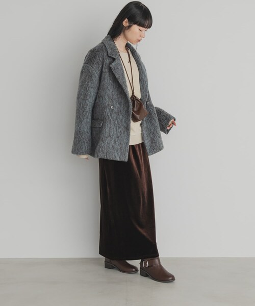 KBF（ケイビーエフ）の「シャギーテーラードジャケット（テーラードジャケット・レディース・CHARCOAL/BLUE MIX/MOCHA・One）」の7枚目の写真