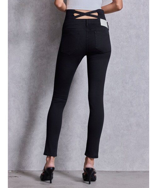 GYDA(ジェイダ)の「ハイウエストウエストクロススキニーデニムパンツ(デニムパンツ・レディース・ブラック/アイスブルー/インディゴ・S/M/L/XS)」の12枚目の写真