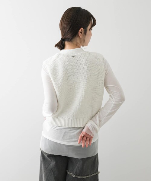 SENSE OF PLACE by URBAN RESEARCH（センスオブプレイスバイアーバンリサーチ）の「クロップドニットベスト（ベスト・レディース・IVORY/CHARCOAL/NAVY・one）」の11枚目の写真