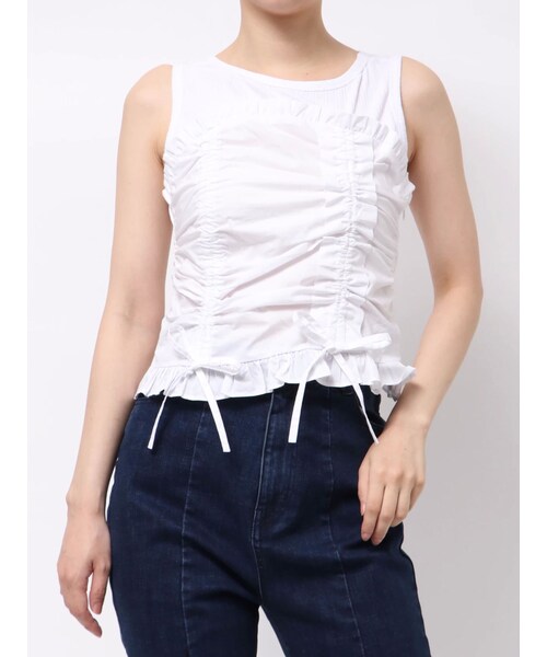 CALNAMUR（カルナムール）の「フェイクレイヤードビスチェ（タンクトップ・レディース・ホワイト/ブラック・F）」の3枚目の写真